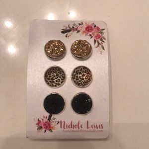 Nichole Lewis Cheetah Trio Earrings